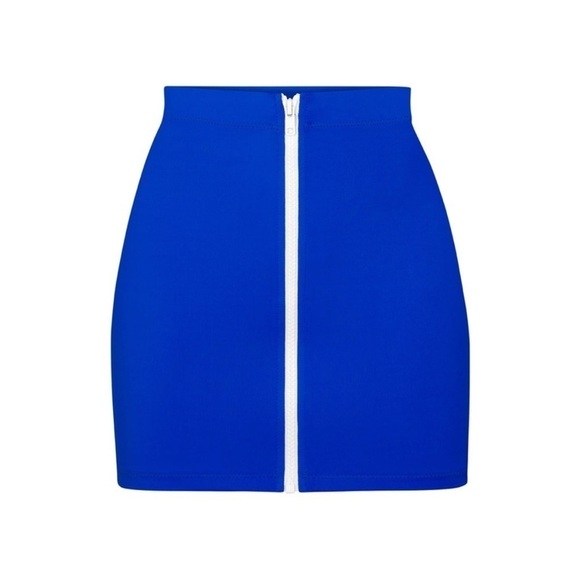 Skims XS Sporty Zipper Swim Mini Skirt cobalt blue NWT - Picture 1 of 4